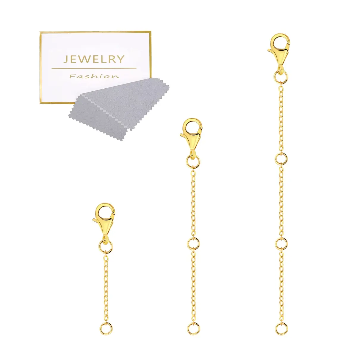 ASH'S CHOICE Gold Necklace Extenders 1.27 cm (0.5 Inch) | 3-Piece Set with Lobster Clasp - main product image
