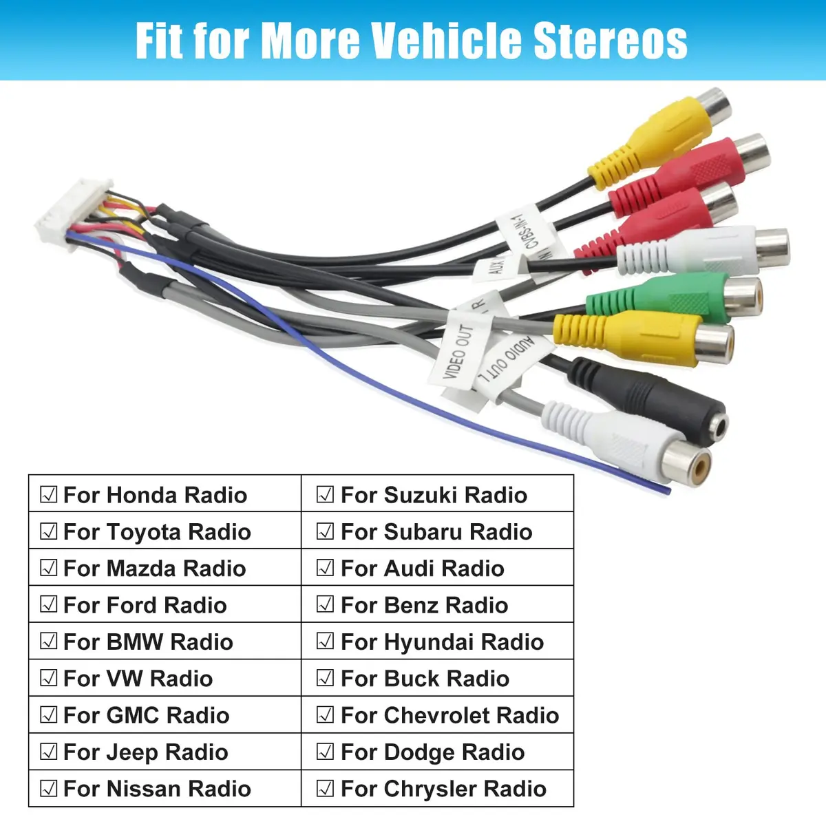 Fiegromech Android Car Stereo RCA Adapter 20Pin Connector | Compatible with Most Android Car Radios - view 3