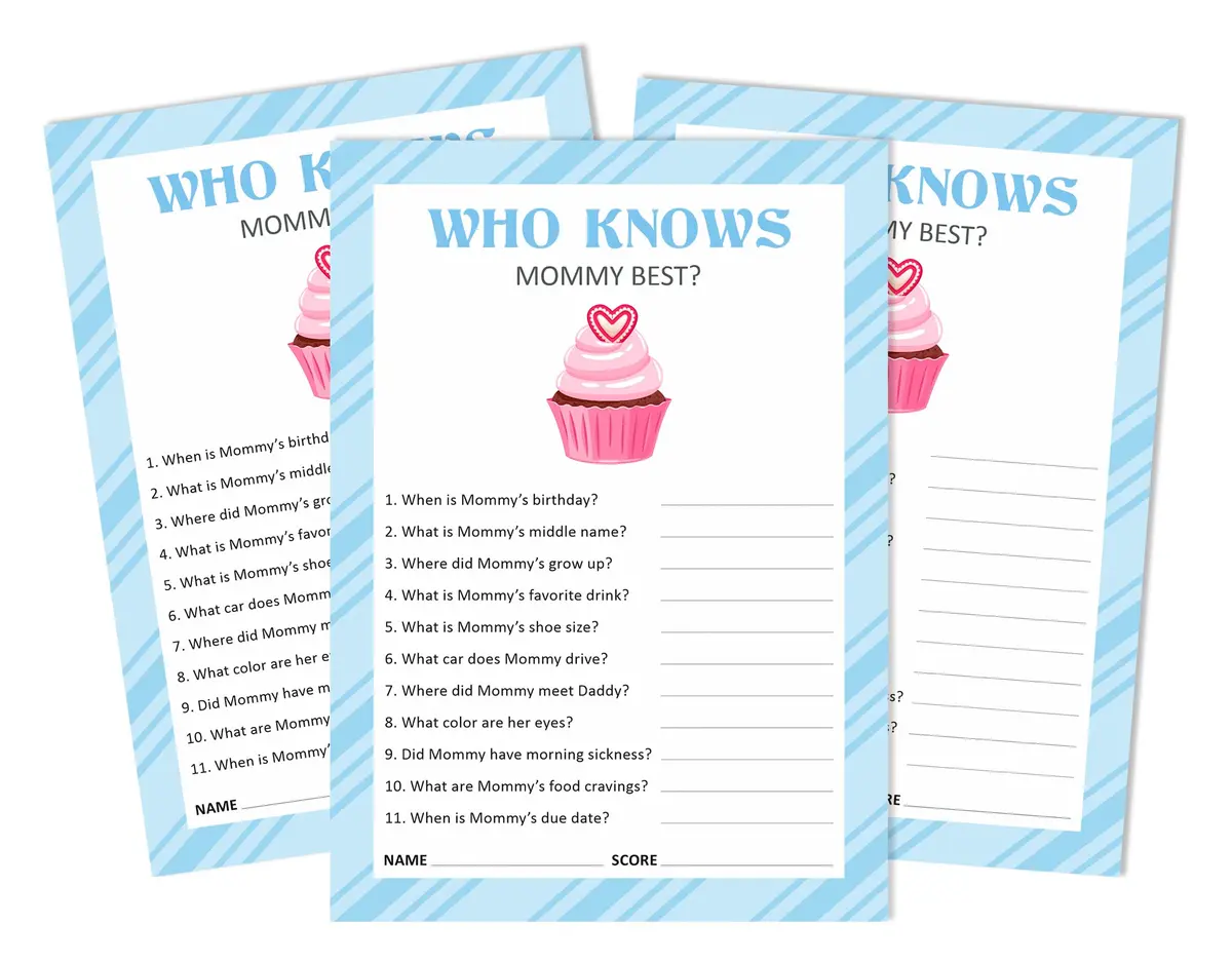 Inkdotpot Who Knows Mommy Best Baby Shower Game Cards 5x7 Inches (Pack of 50) | Fun Party Game for Guests - main product image