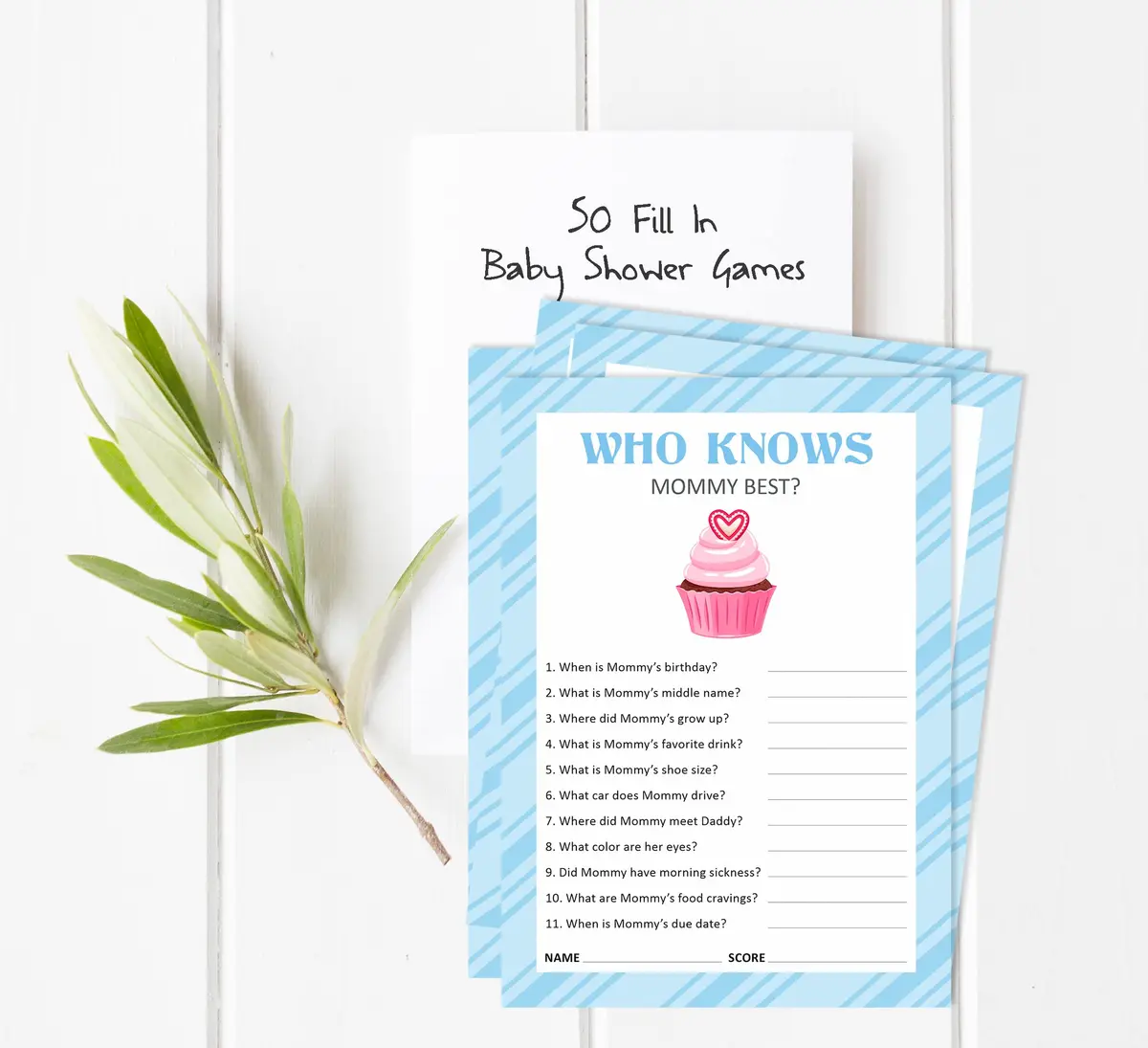 Inkdotpot Who Knows Mommy Best Baby Shower Game Cards 5x7 Inches (Pack of 50) | Fun Party Game for Guests - view 2