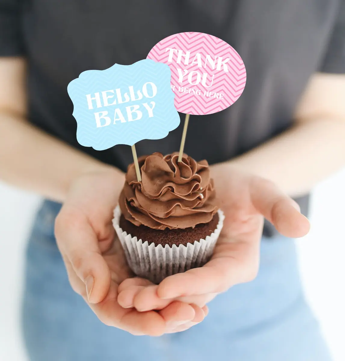 Inkdotpot Gender Reveal Baby Shower Cupcake Toppers (Pack of 30) | Pre-Assembled Double Sided Picks - view 3