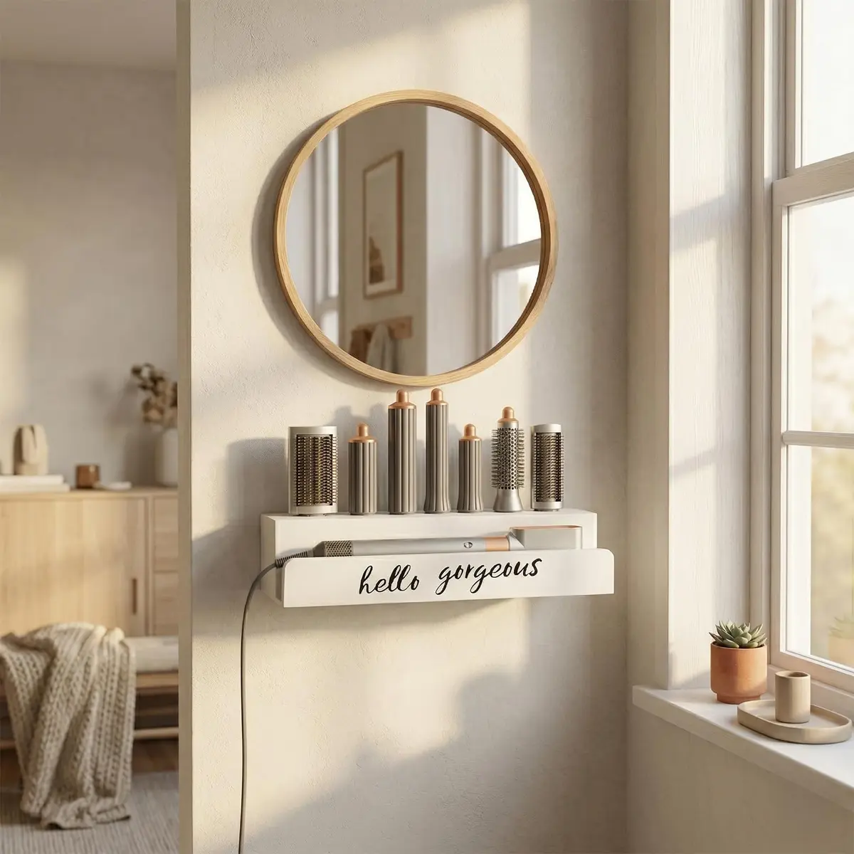 CHONIC Storage Holder for Dyson Airwrap | Farmhouse Wall Mount Organizer (15.35 x 5.51 x 2.76 inches) - view 5