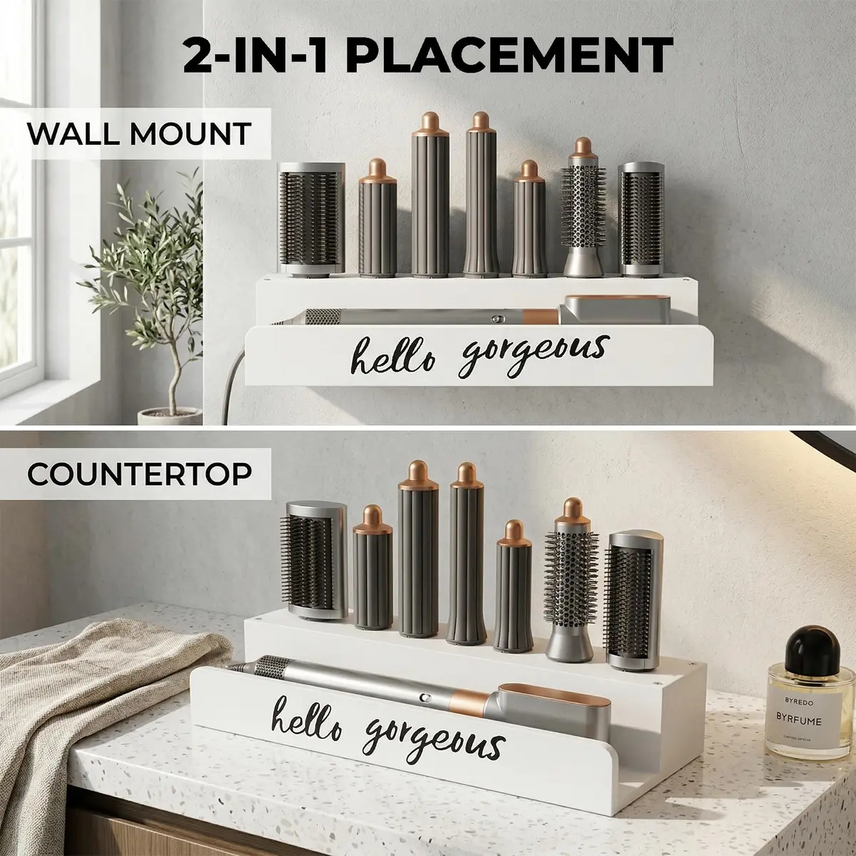 CHONIC Storage Holder for Dyson Airwrap | Farmhouse Wall Mount Organizer (15.35 x 5.51 x 2.76 inches) - view 3