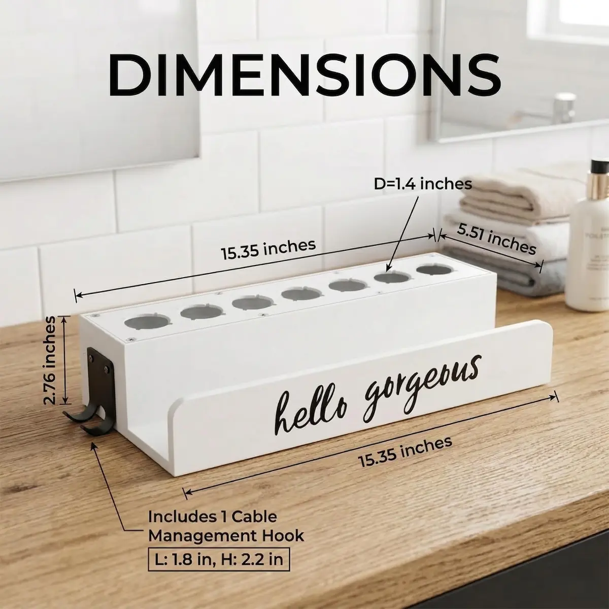CHONIC Storage Holder for Dyson Airwrap | Farmhouse Wall Mount Organizer (15.35 x 5.51 x 2.76 inches) - view 4