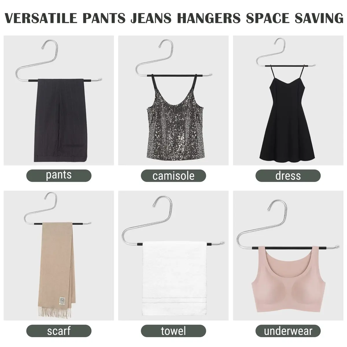 DOIOWN Open Ended Pants Jeans Hangers - Stainless Steel Space Saving Heavy Duty (14.56in x 7.48in) - view 6