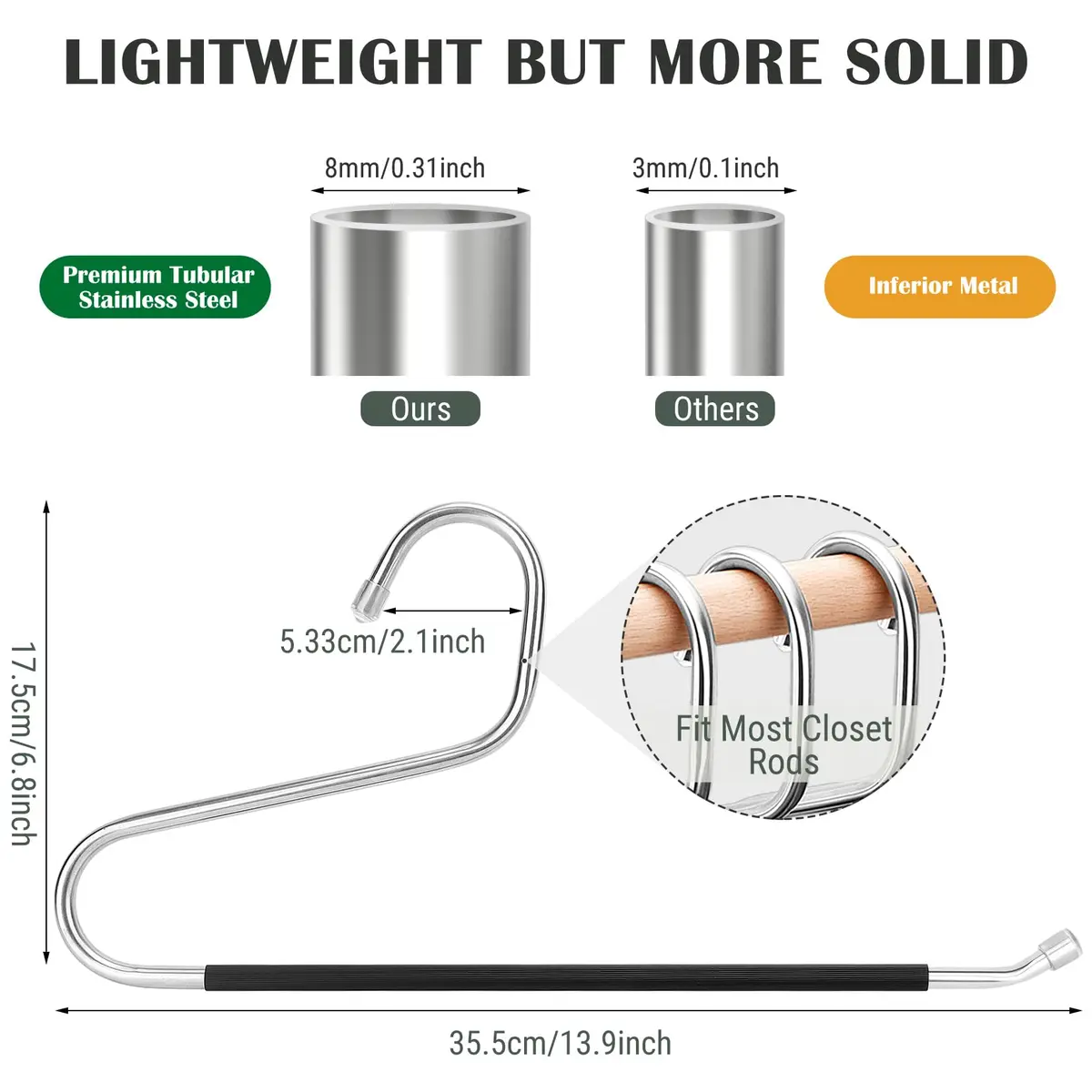 DOIOWN Open Ended Pants Jeans Hangers - Stainless Steel Space Saving Heavy Duty (14.56in x 7.48in) - view 2
