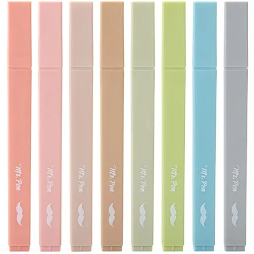 Mr. Pen Aesthetic Highlighters No Bleed, 8 Pack Vintage Colors Chisel Tip | Smooth Ink Flow for Journaling - main product image