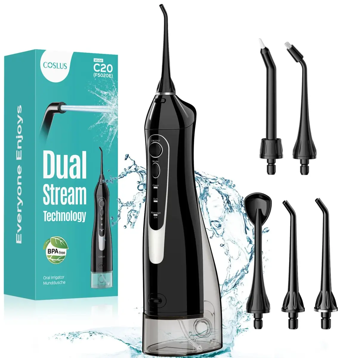 COSLUS ADA Accepted C20 Water Dental Flosser 300ml Tank | Cleans Gums Effectively - main product image