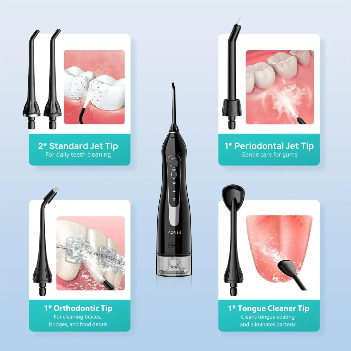 COSLUS ADA Accepted C20 Water Dental Flosser 300ml Tank | Cleans Gums Effectively - view 9