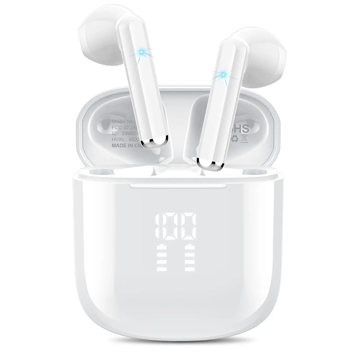 OYIB Wireless Earbuds Bluetooth 5.3, ENC Mic, 25H Playtime, IPX7 Waterproof, White - main product image