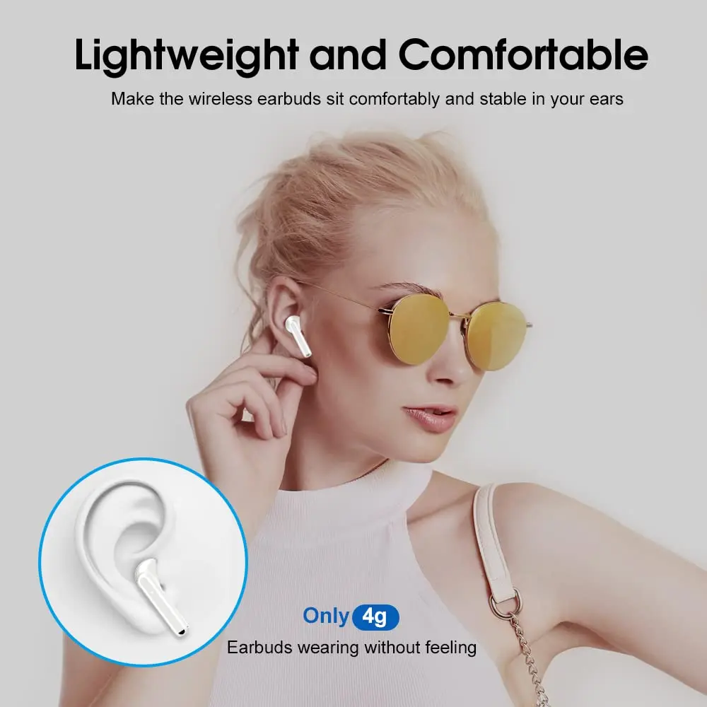 OYIB Wireless Earbuds Bluetooth 5.3, ENC Mic, 25H Playtime, IPX7 Waterproof, White - view 3