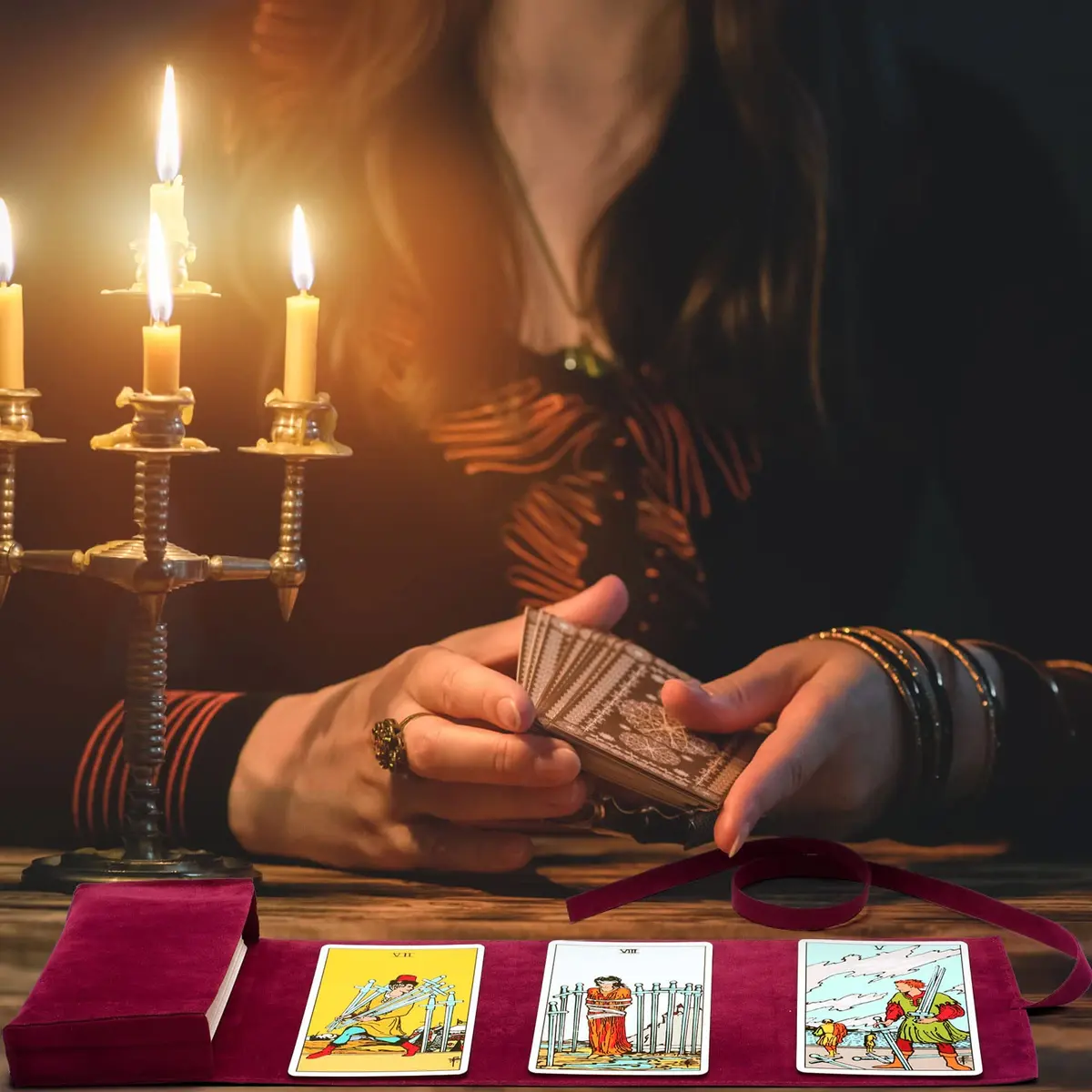 Zhengmy Tarot Card Velvet Wrap Pouch 40cm (15.75 inch) | Holds Oracle Playing Cards & Jewelry - view 5