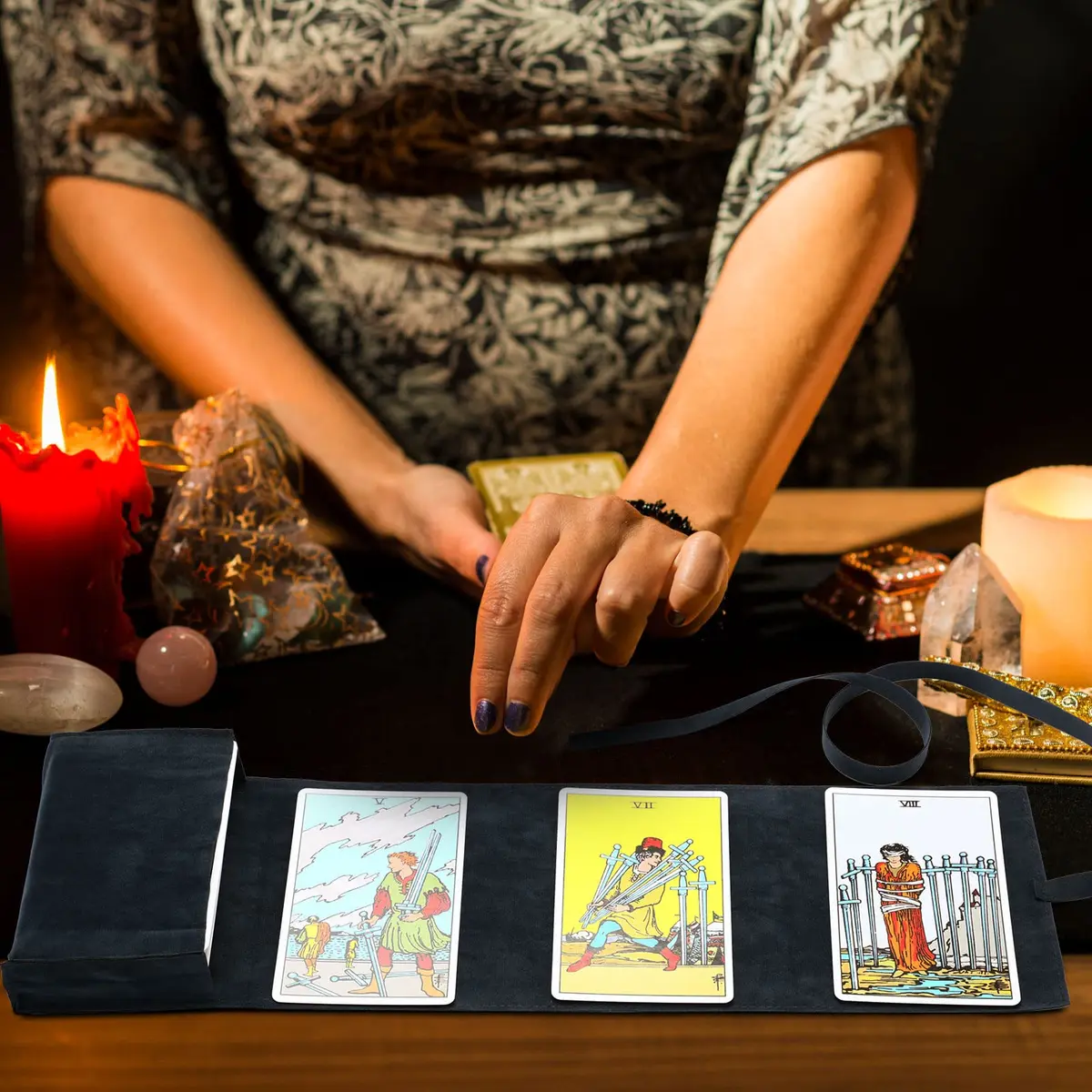 Zhengmy Tarot Card Velvet Wrap Pouch 40cm (15.75 inch) | Holds Oracle Playing Cards & Jewelry - view 4