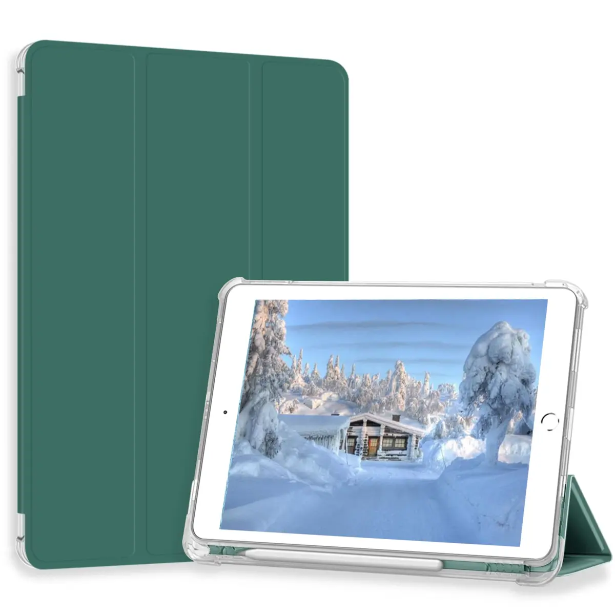 Divufus Dark Green Case with Pencil Holder for iPad Pro 9.7 | Full Protection & Auto Sleep/Wake - main product image