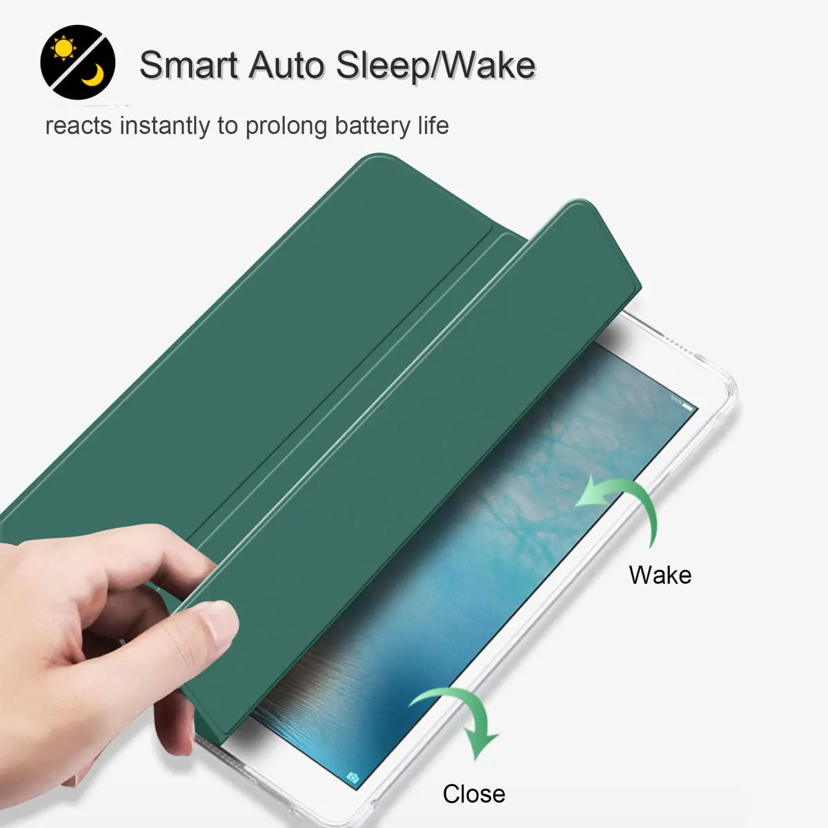 Divufus Dark Green Case with Pencil Holder for iPad Pro 9.7 | Full Protection & Auto Sleep/Wake - view 3