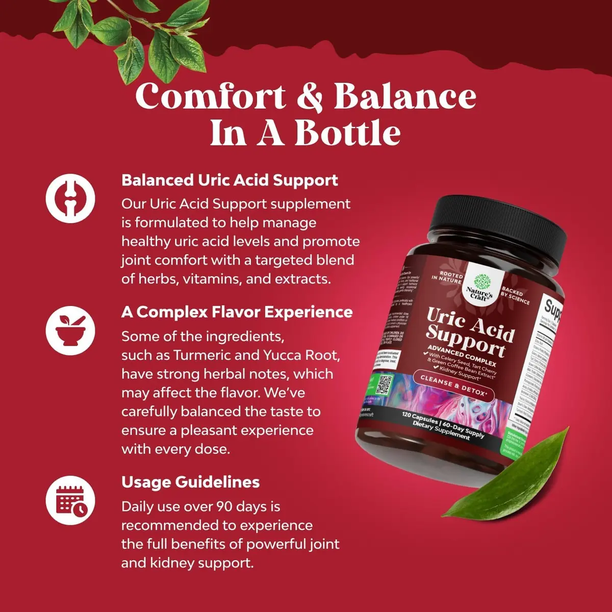 Natures Craft Uric Acid Support with Green Coffee Beans Extract | Kidney & Wellness Support (120 Capsules) - view 3