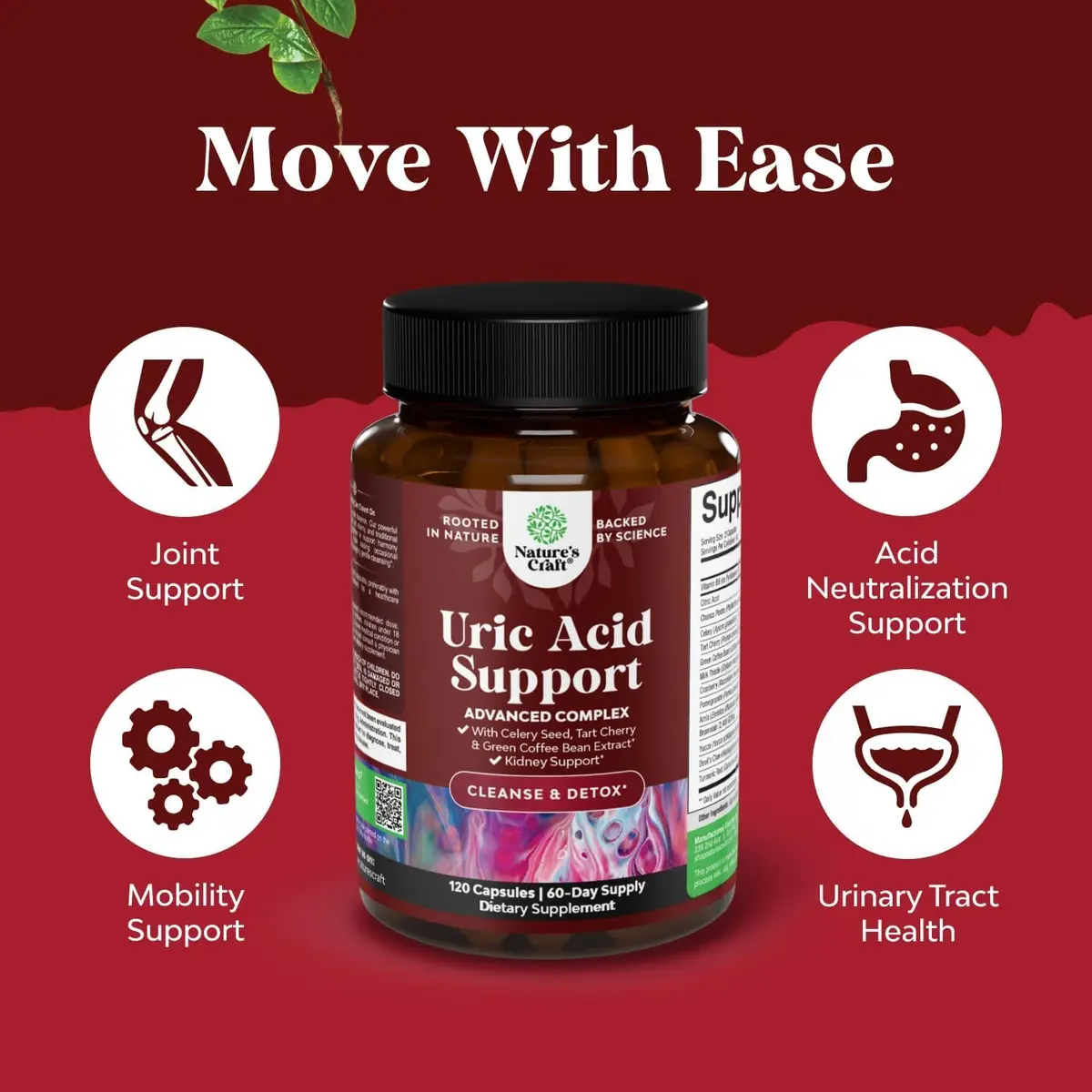 Natures Craft Uric Acid Support with Green Coffee Beans Extract | Kidney & Wellness Support (120 Capsules) - view 4