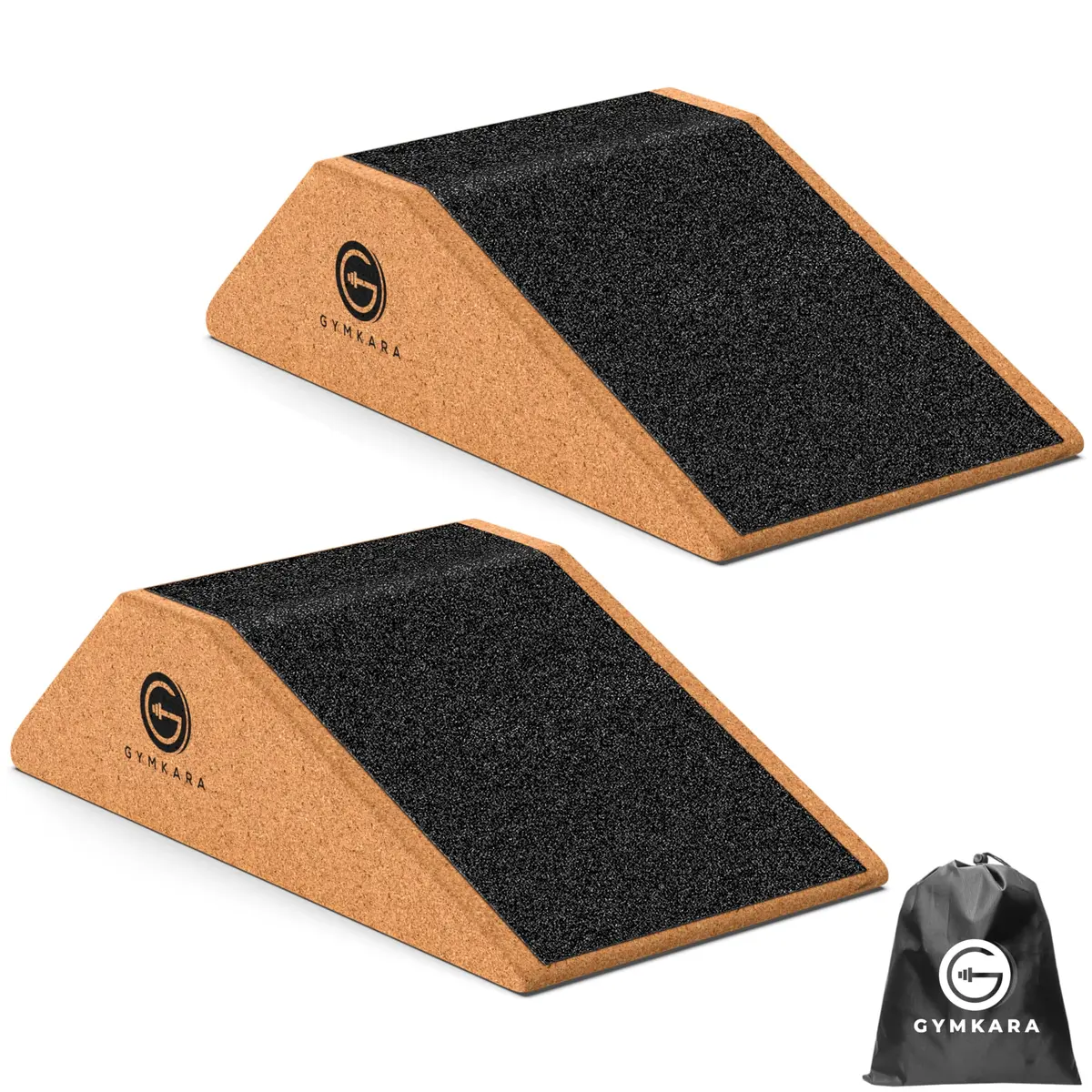 Gymkara Cork Squat Wedge Block 2 Pack - 22.8 cm (9 in) Heel Elevated Slant Board for Squats | Non-Slip Surface - main product image