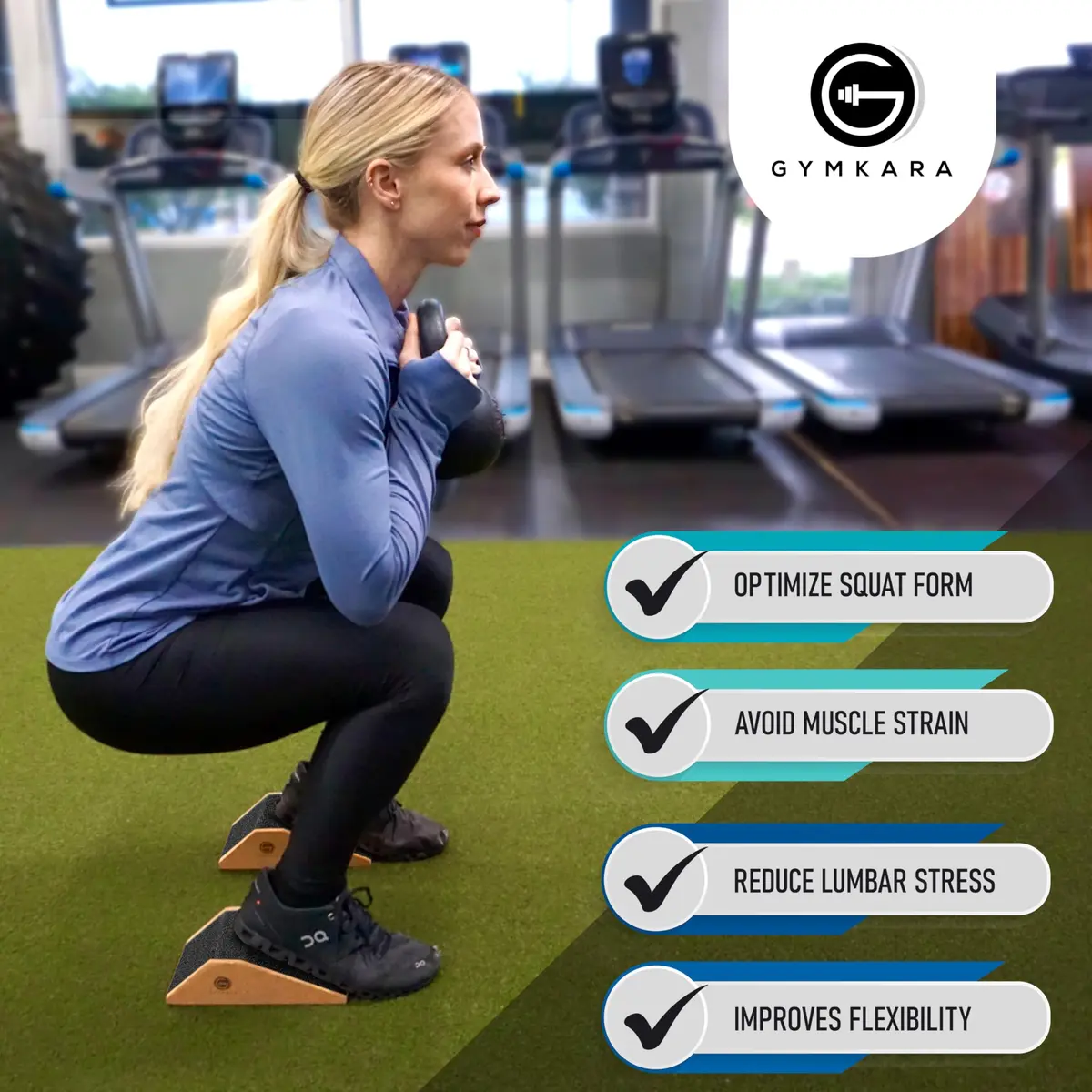 Gymkara Cork Squat Wedge Block 2 Pack - 22.8 cm (9 in) Heel Elevated Slant Board for Squats | Non-Slip Surface - view 2