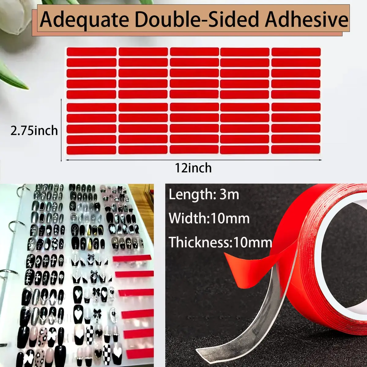 GUXACU Clear Press On Nail Organizer Book with 6 Pages & 60 Adhesive Tabs | Stores 108 Sets - view 5