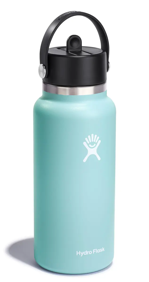 Hydro Flask Wide Mouth Water Bottle 32 Oz (946ml) with Flex Straw Lid | Insulated Stainless Steel for Cold Drinks - view 2