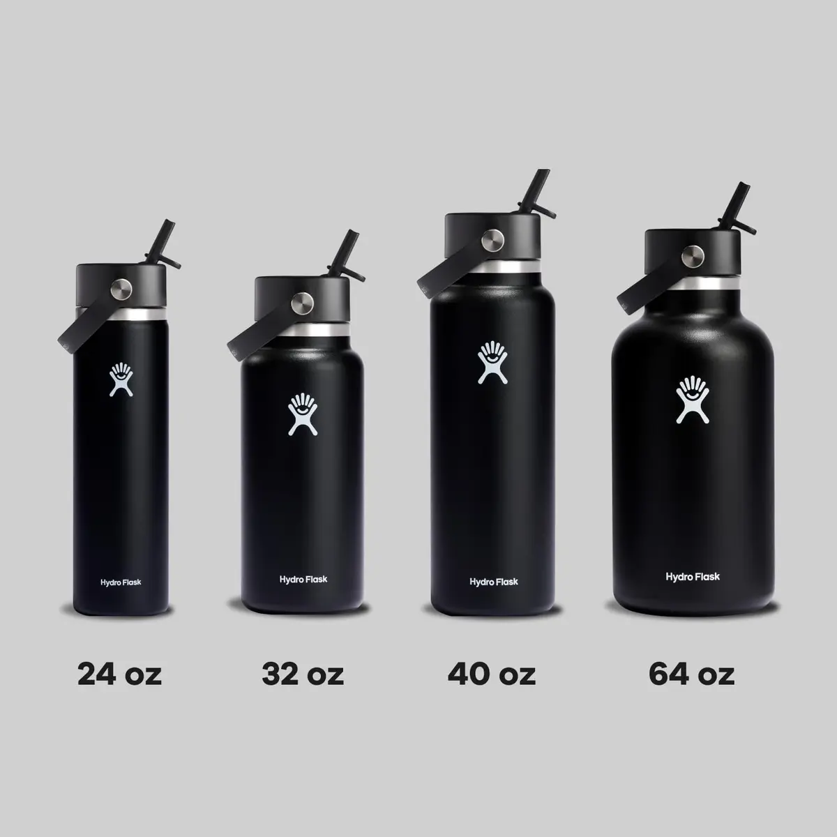 Hydro Flask Water Bottle - Insulated Stainless Steel - Wide Straw Lid, Non Spill, Leakproof in 32 Oz Black - view 8
