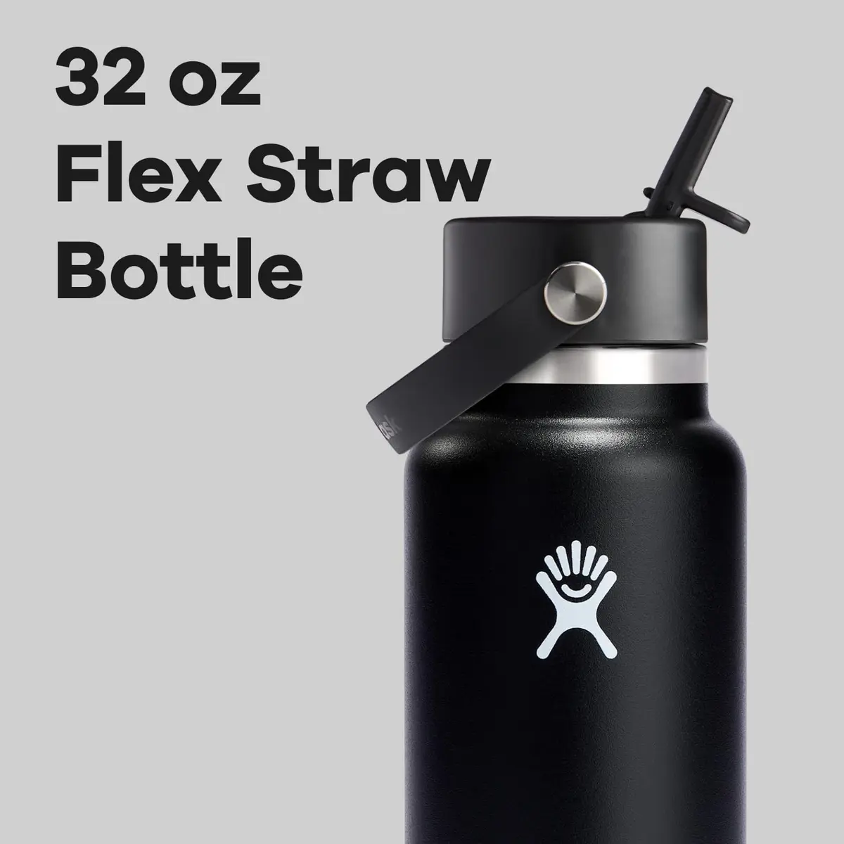 Hydro Flask Water Bottle - Insulated Stainless Steel - Wide Straw Lid, Non Spill, Leakproof in 32 Oz Black - view 3