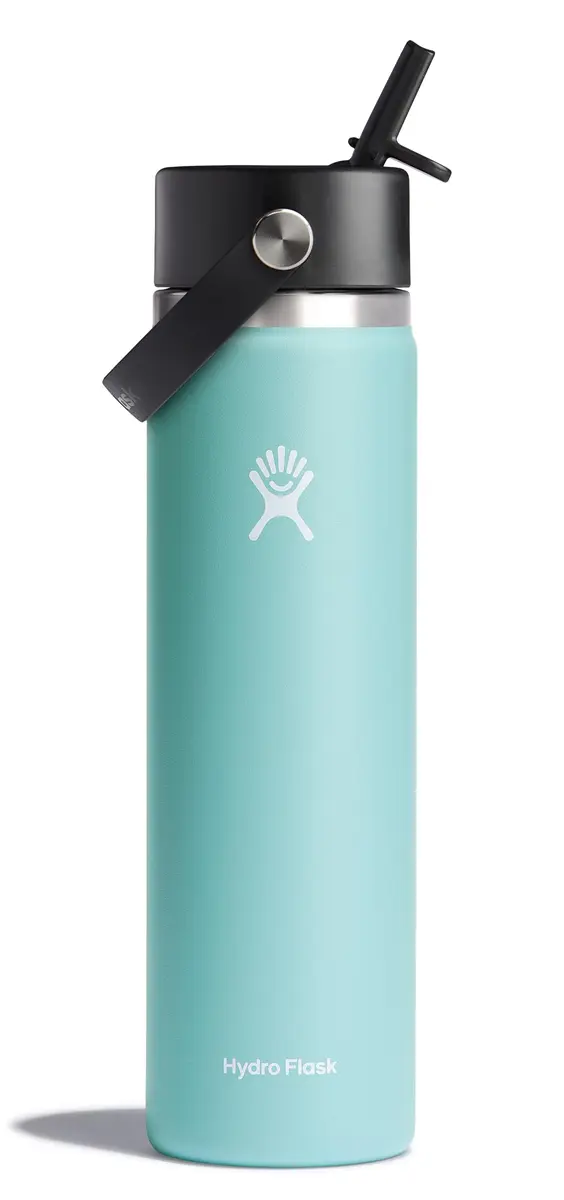 Hydro Flask Wide Mouth Water Bottle 24 Oz (710ml) with Flex Straw Lid | Keeps Drinks Cold for 24 Hours - main product image