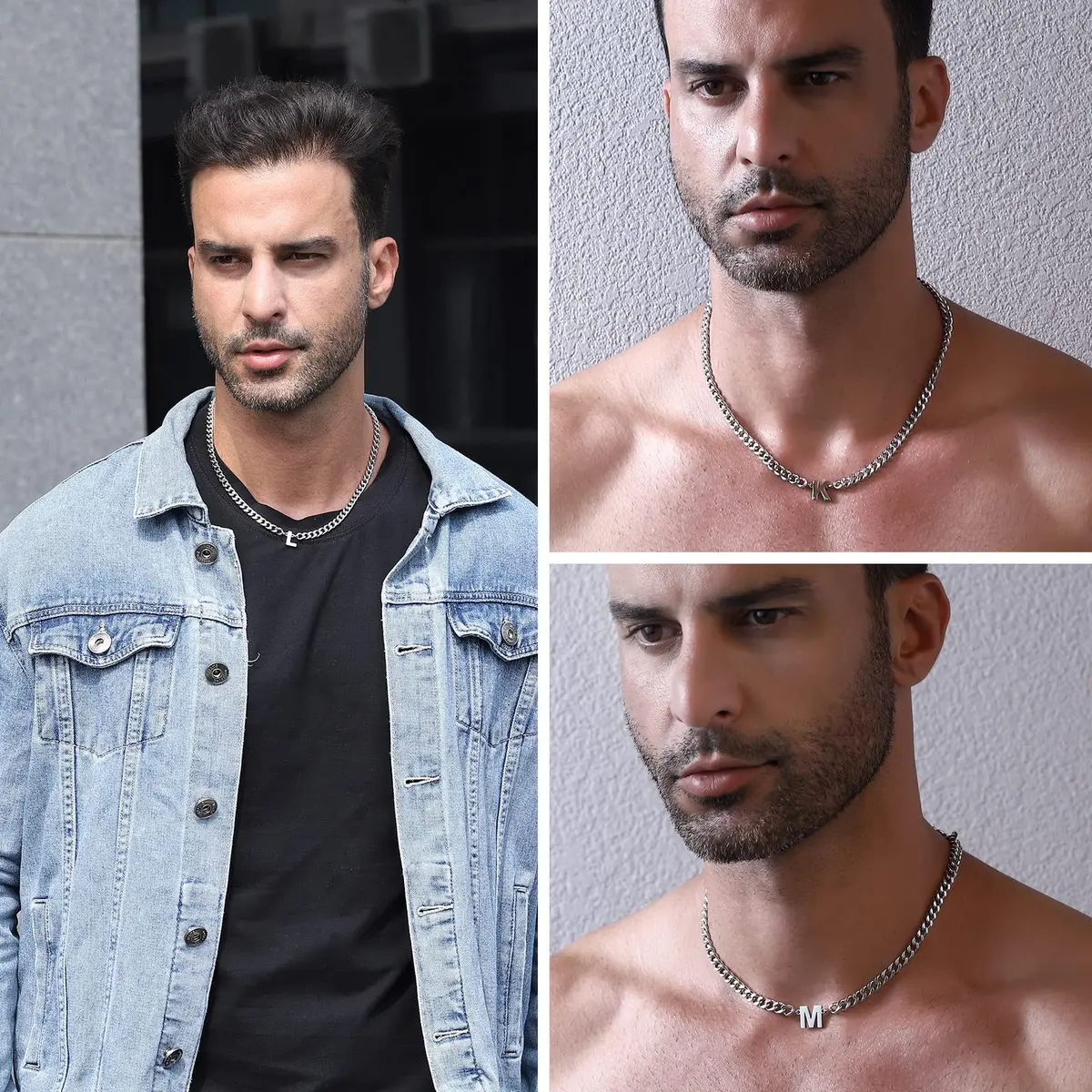 DuoDiner W Letter Necklace Initial Cuban Link Chain for Men Boys Stainless Steel Pendant Gift Silver | Classic & Resistant - view 5