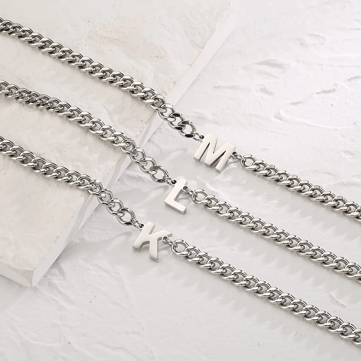DuoDiner W Letter Necklace Initial Cuban Link Chain for Men Boys Stainless Steel Pendant Gift Silver | Classic & Resistant - view 6