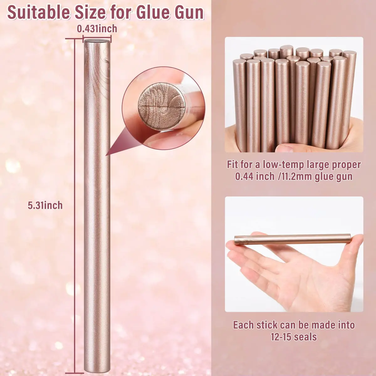 PAXCOO Sealing Wax Sticks 20pcs Champagne Color | Easy Glue Gun Application for Wedding & Crafts - view 2