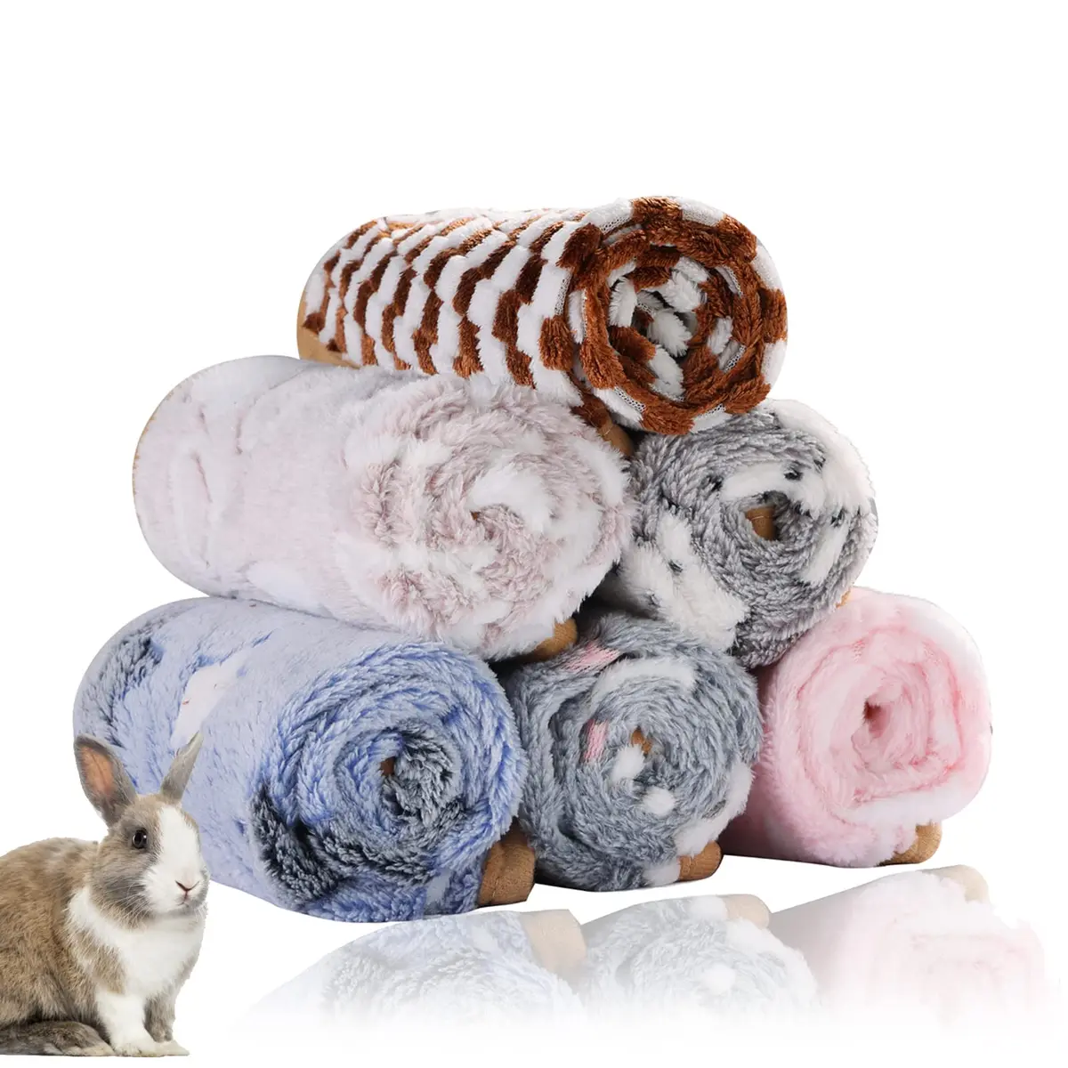 Grddaef Fleece Guinea Pig Blankets 6 Pieces Waterproof Washable Small Animal Cage Liners 60 x 40 cm (23.6 x 15.7 Inch) - main product image