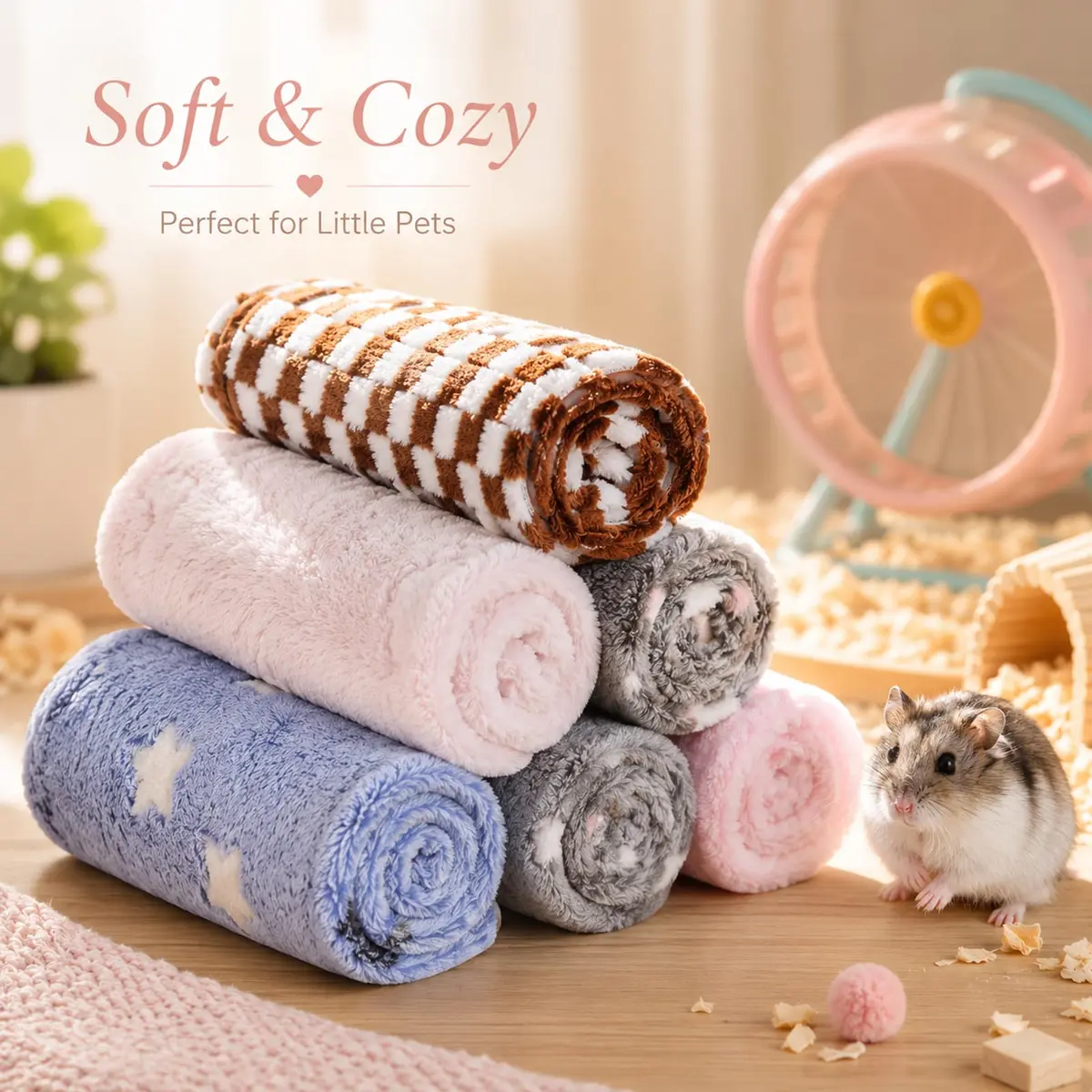 Grddaef Fleece Guinea Pig Blankets 6 Pieces Waterproof Washable Small Animal Cage Liners 60 x 40 cm (23.6 x 15.7 Inch) - view 5