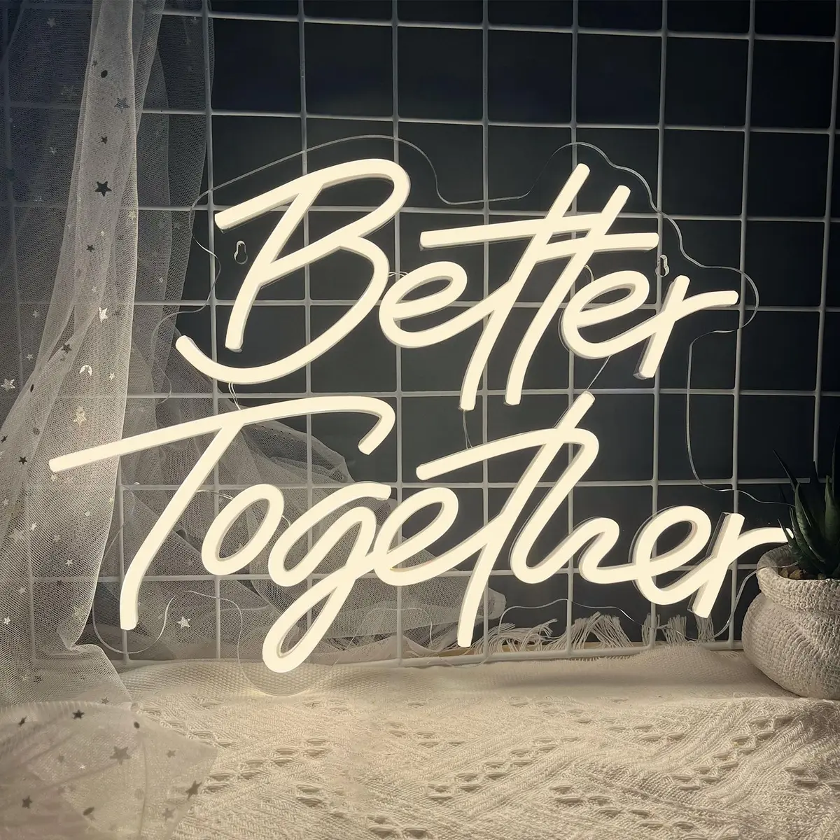 BerniceKelly Better Together Neon Sign Warm White | Wedding & Party Wall Decor 42x30cm - view 6