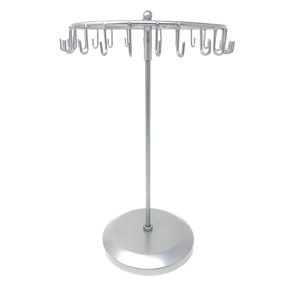 Qaeoity Jewelry Organizer Stand 14-Inch Silver | Rotating Necklace Holder with 23 Hooks - main product image