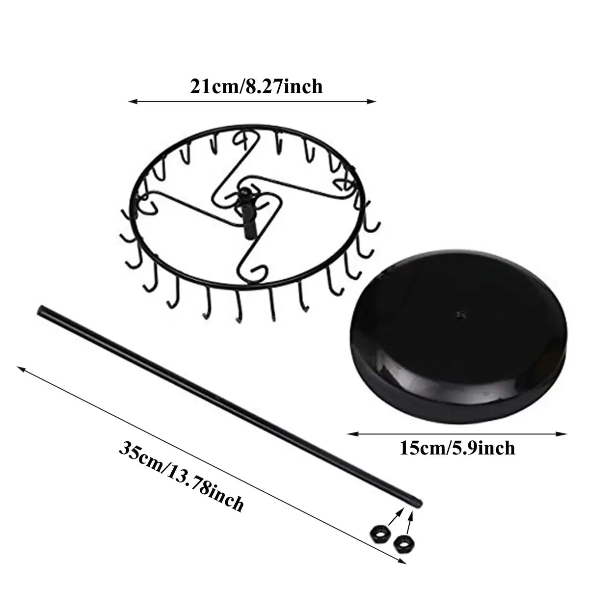 Qaeoity Jewelry Organizer Stand 14-Inch Silver | Rotating Necklace Holder with 23 Hooks - view 3
