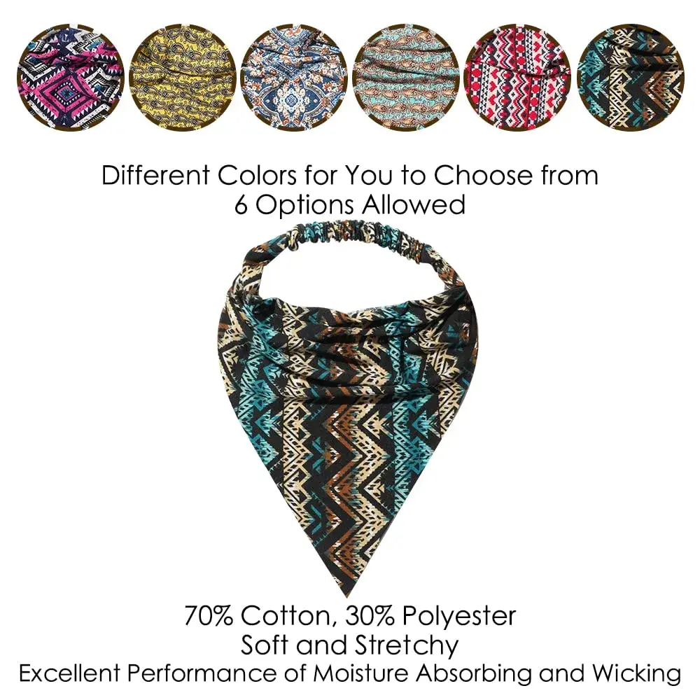 Vercret Boho Hair Scarf Headbands for Women, Pretied Floral Bandana Headbands with Clips (6-Pack, Multi-colored) - view 4