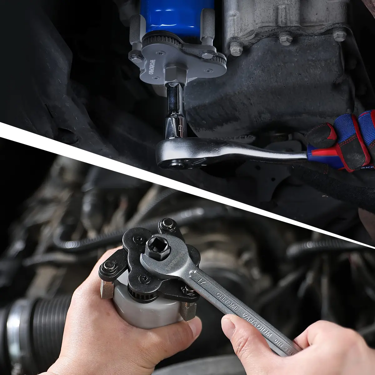 WORKPRO Universal Adjustable Oil Filter Wrench 60-95mm (2.375-3.75") | Magnetic Oil Filter Removal Tool for Cars & Motorcycles - view 5
