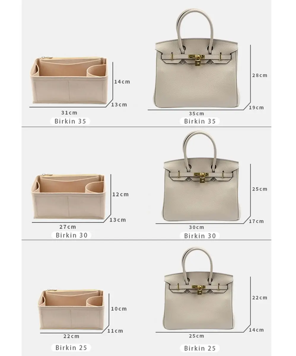 Lckaey Purse Organizer insert for birkin 30 beige lightweight felt, sturdy & protective (8.66x4.3x3.9 inches) - view 6