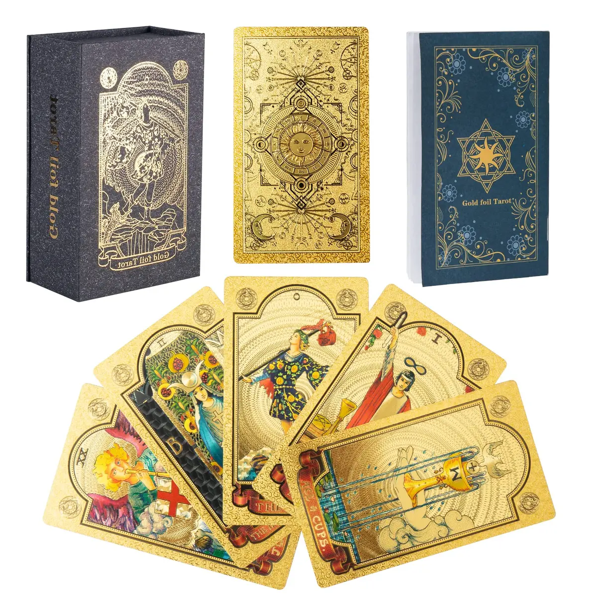 SIOKUY Tarot Cards Deck, Luxury Classic Tarot, Waterproof Gold Foil, Beginners Friendly (Gold Sun) | Premium Visual Experience - main product image