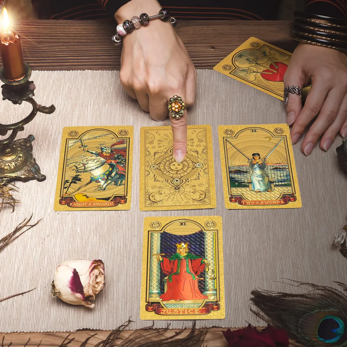 SIOKUY Tarot Cards Deck, Luxury Classic Tarot, Waterproof Gold Foil, Beginners Friendly (Gold Sun) | Premium Visual Experience - view 6