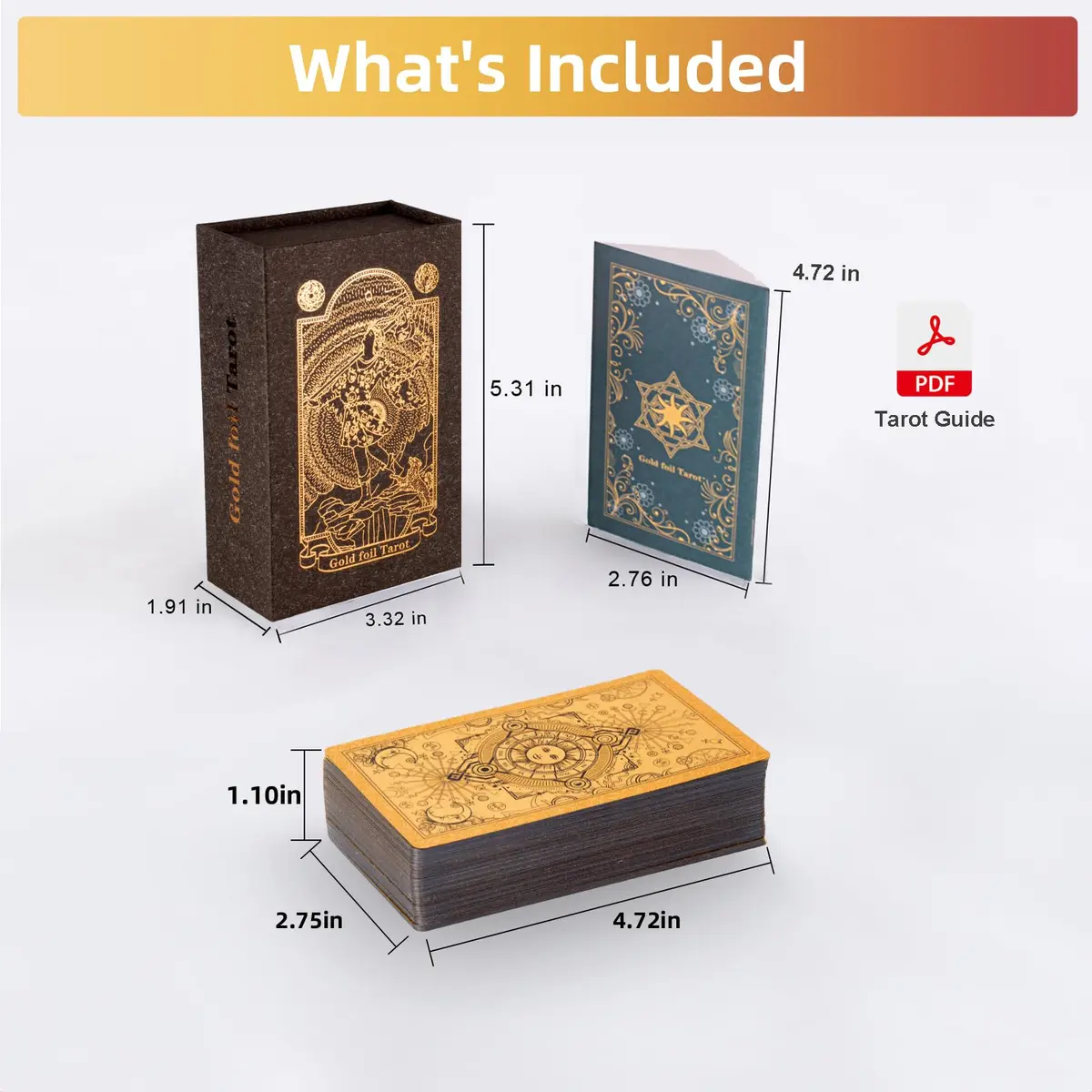 SIOKUY Tarot Cards Deck, Luxury Classic Tarot, Waterproof Gold Foil, Beginners Friendly (Gold Sun) | Premium Visual Experience - view 7