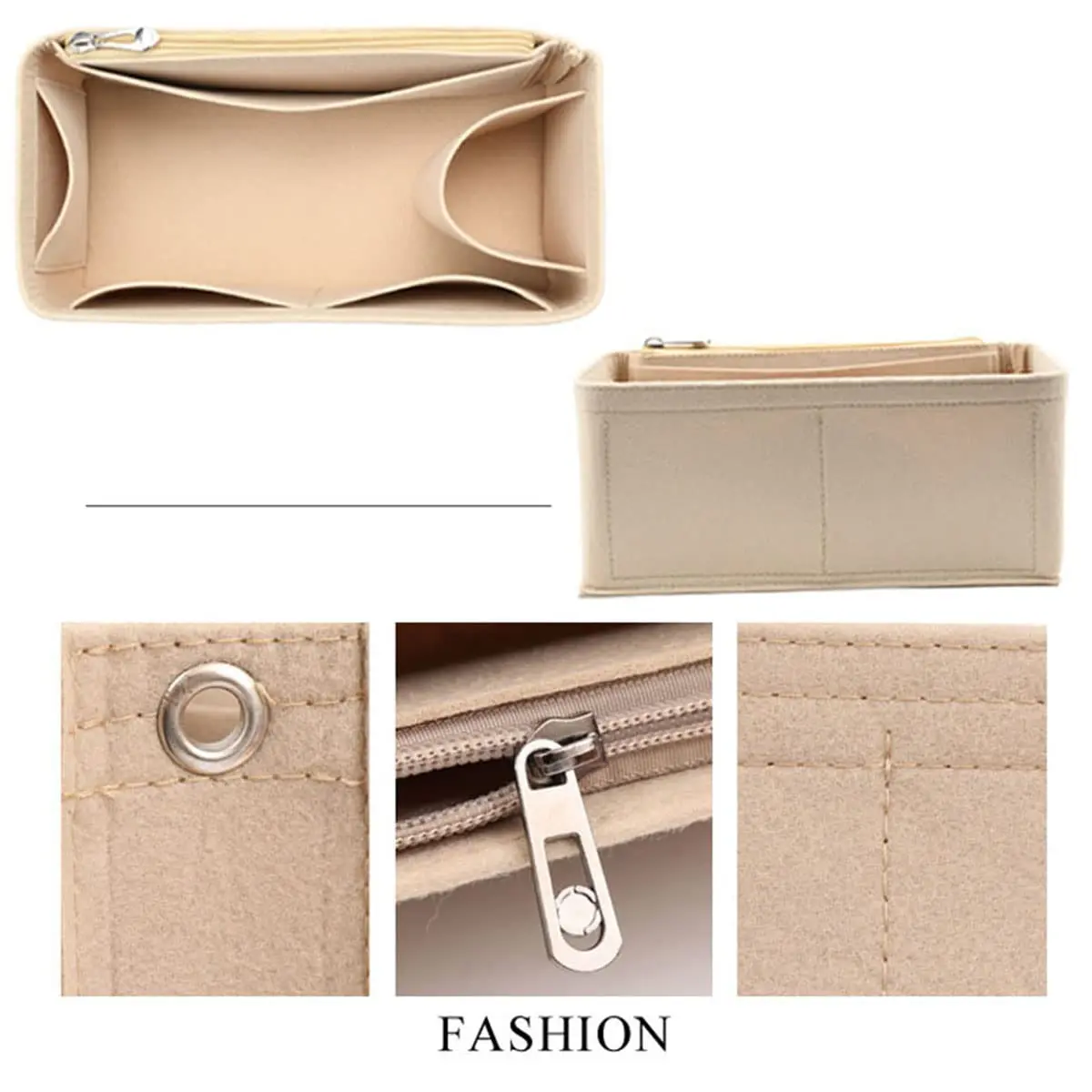 Lckaey Felt Bag Organizer Insert for Birkin 25, Small 21.9cm (8.66" L x 4.3" W x 3.9" H) | Premium Inner Bag Caddy - view 2
