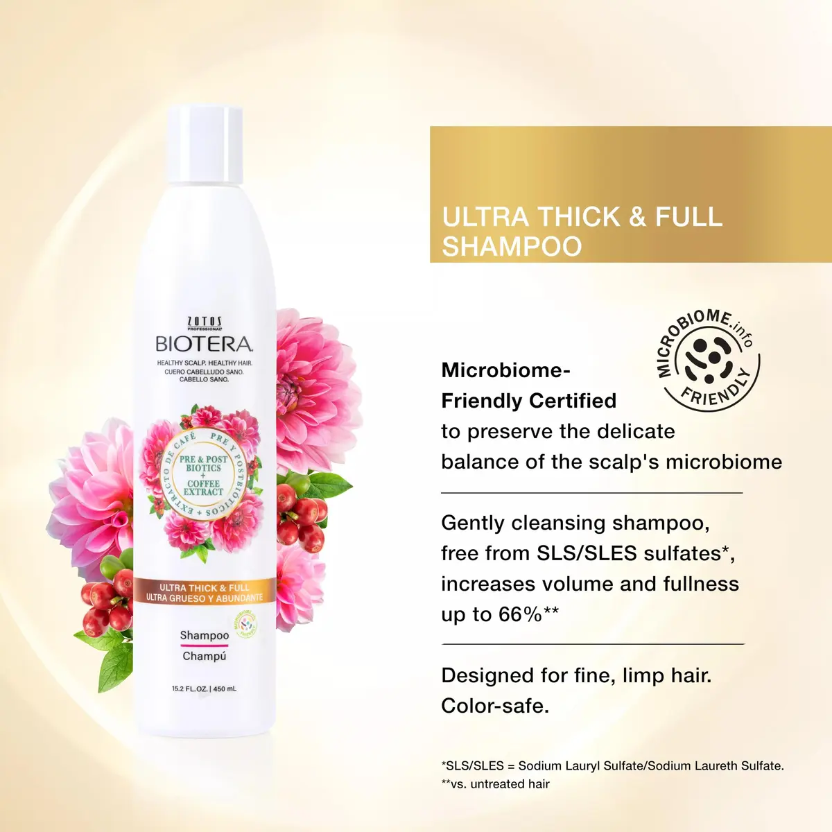Biotera Ultra Thick & Full Volumizing Shampoo for Fine, Limp Hair – Adds Volume & Fullness, Vegan, Sulfate-Free, Color-Safe, 15.2 Fl Oz - view 2