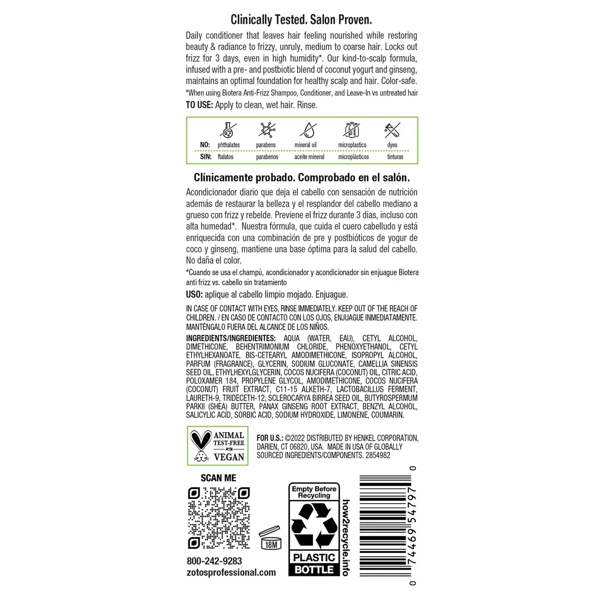 Biotera Anti-Frizz Smoothing Conditioner 15.2 Fl Oz | Controls Frizz & Enhances Shine in Humidity - view 8