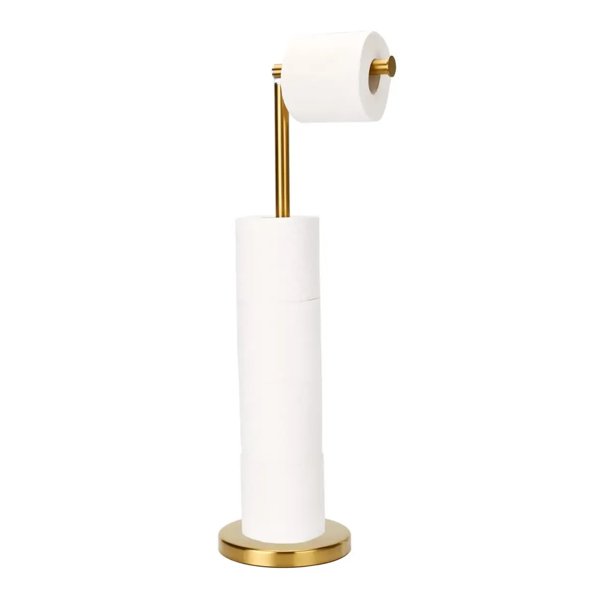 WAYDELI Freestanding Toilet Paper Holder Stand with Reserve for 4 Rolls | Stainless Steel Base, Gold - main product image