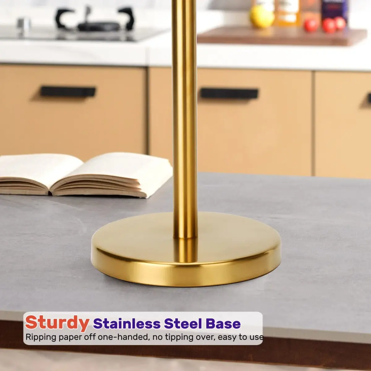 WAYDELI Freestanding Toilet Paper Holder Stand with Reserve for 4 Rolls | Stainless Steel Base, Gold - view 3