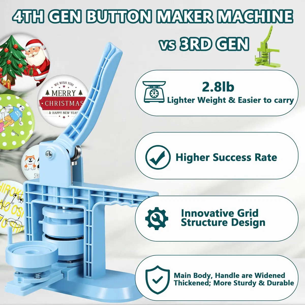 MK.Bear Button Maker Machine Multiple Sizes 25mm, 32mm & 58mm | DIY Badge Press Kit for Crafts - view 2
