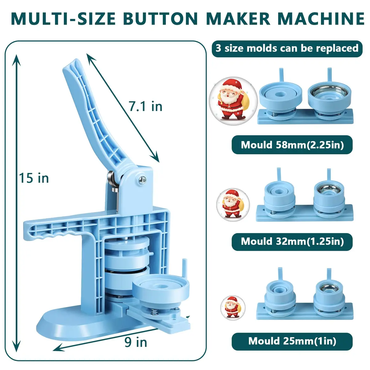 MK.Bear Button Maker Machine Multiple Sizes 25mm, 32mm & 58mm | DIY Badge Press Kit for Crafts - view 3