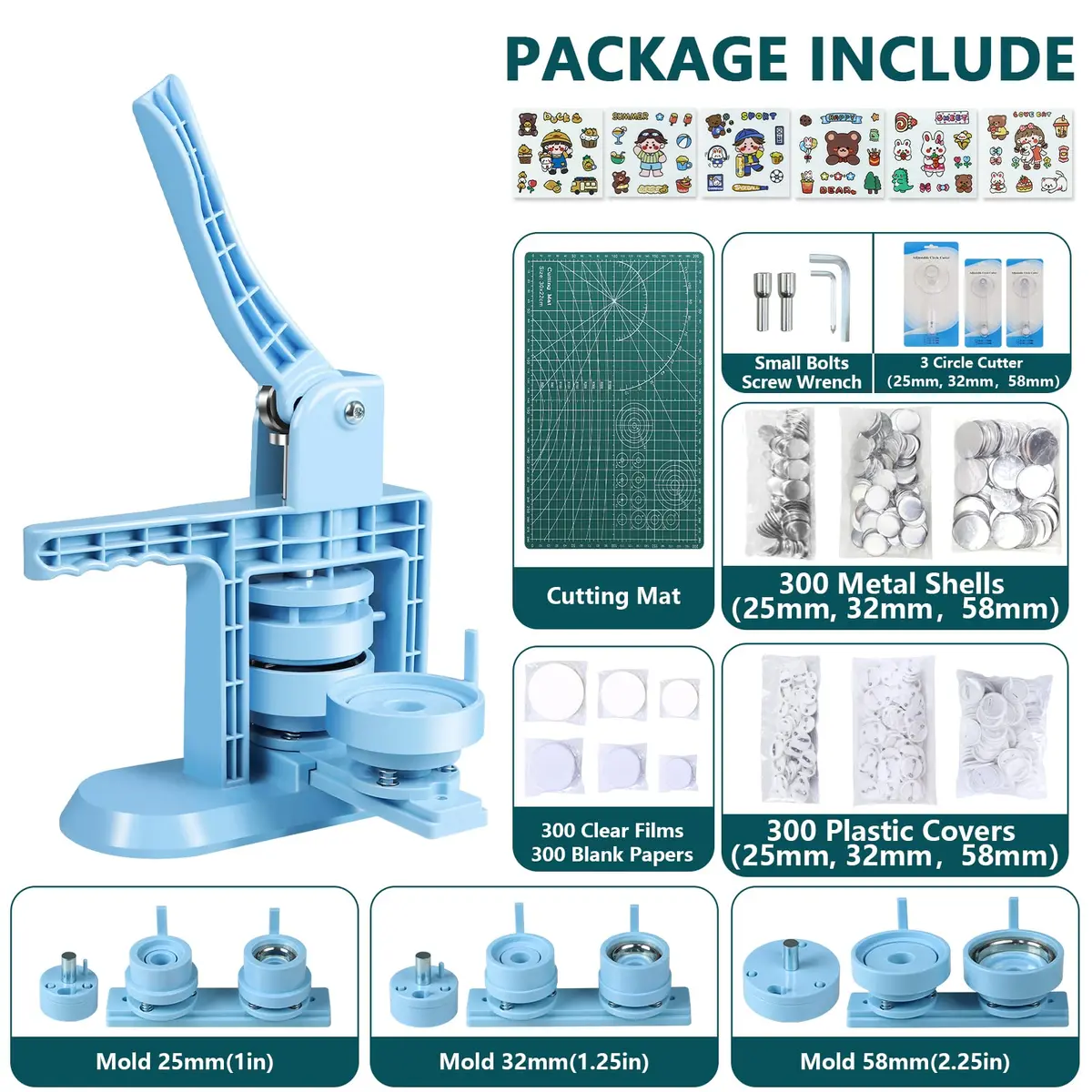 MK.Bear Button Maker Machine Multiple Sizes 25mm, 32mm & 58mm | DIY Badge Press Kit for Crafts - view 4